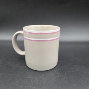 Japan JMP Chromatics Stoneware Coffee Mug/Cup Gray With Stripes 80's Ceramic